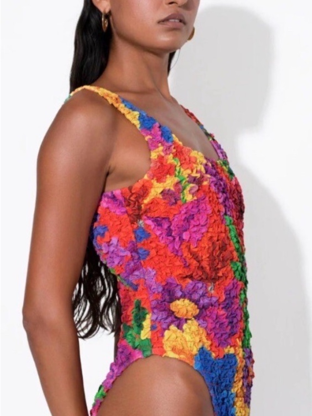 Mara Hoffman Rainbow Multicolor Textured Knit Bodysuit